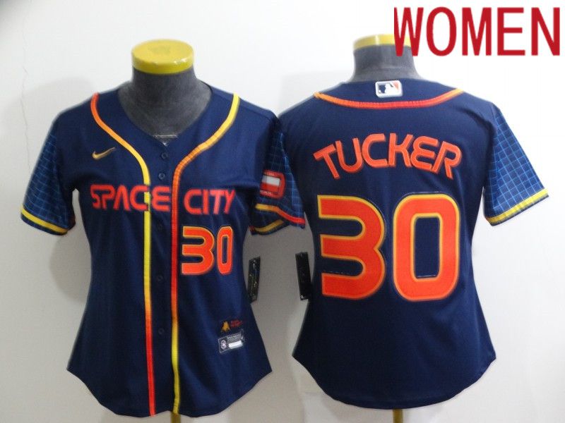Women Houston Astros 30 Tucker Blue City Edition Game Nike 2022 MLB Jerseys